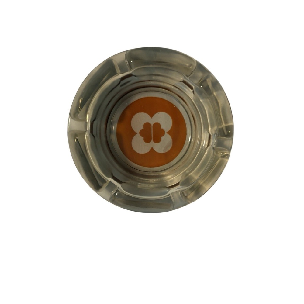 Hyatt Regency Hotel Ashtray Vintage Smokey Gray Glass Orange Logo MCM 1970s